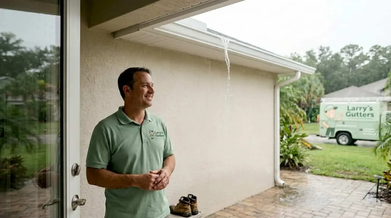Florida home box gutters in heavy rain