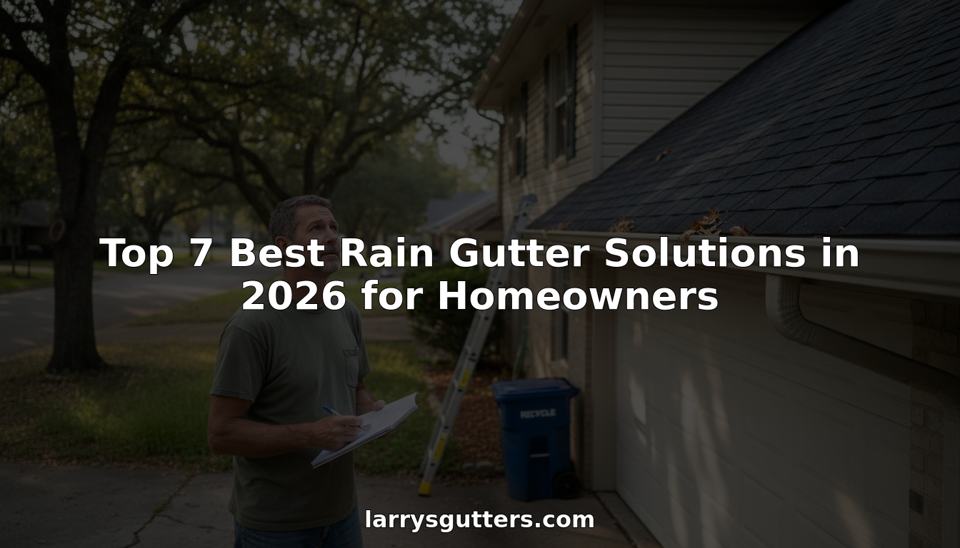 Homeowner inspecting new rain gutters