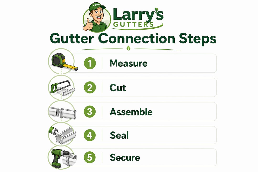 Infographic illustrating gutter connection steps