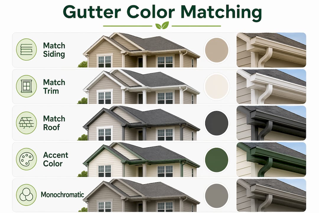 Infographic showing gutter color matching strategies