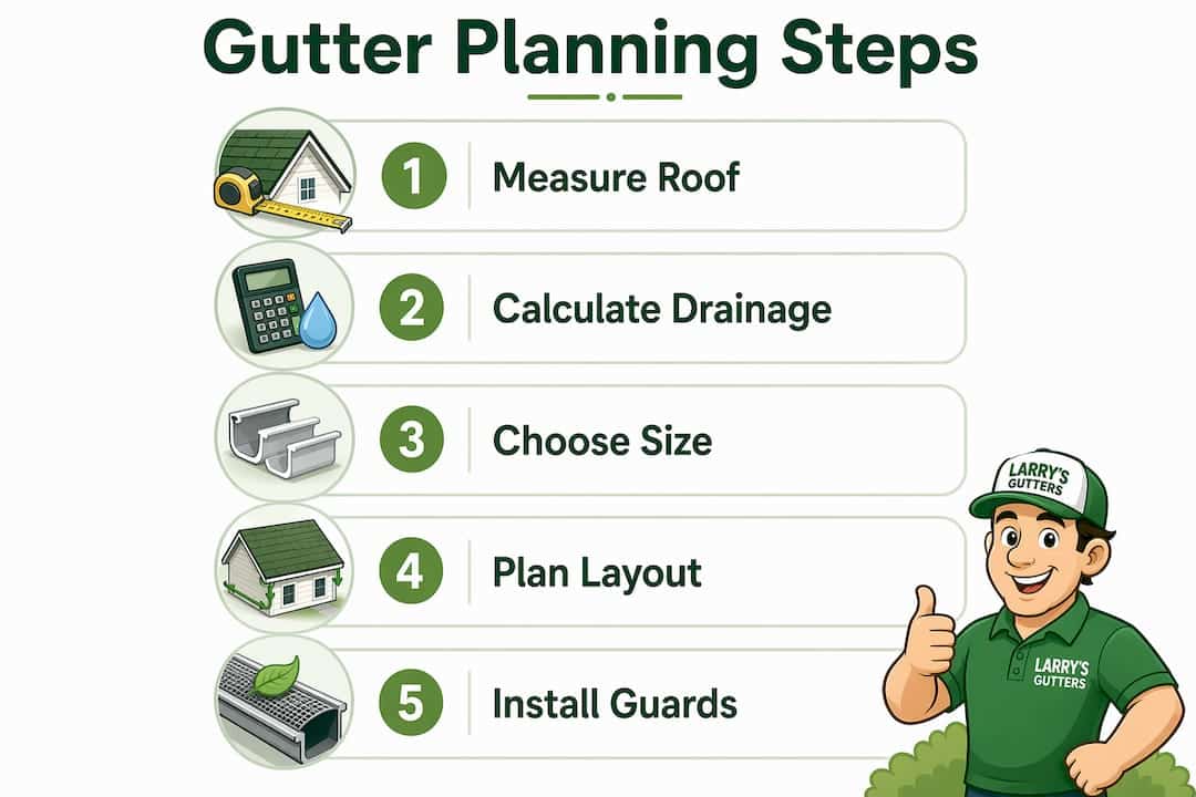 Infographic illustrating step-by-step gutter planning process