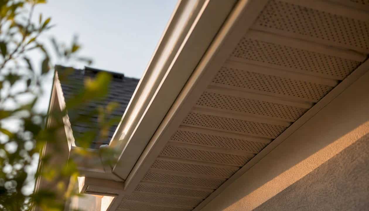 Vented soffits and ridge vents showing attic airflow intake and exhaust