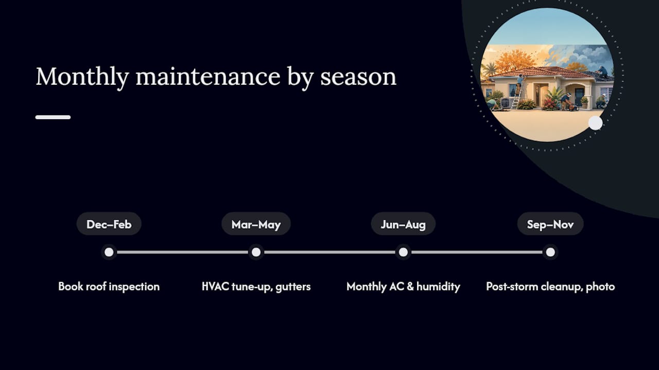 Florida home maintenance month-by-month seasonal schedule