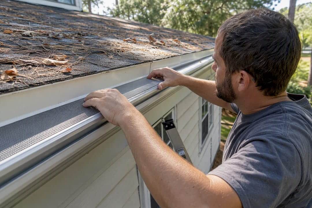 Micro-mesh gutter guard being installed