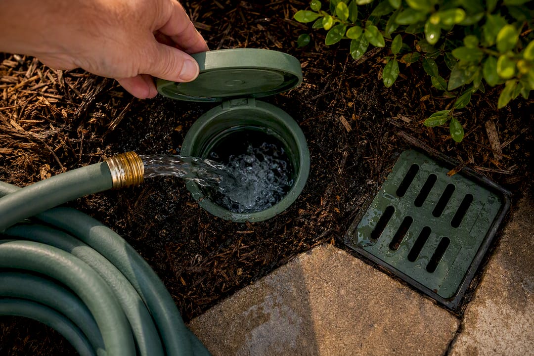 Homeowner testing pop-up drain outlet