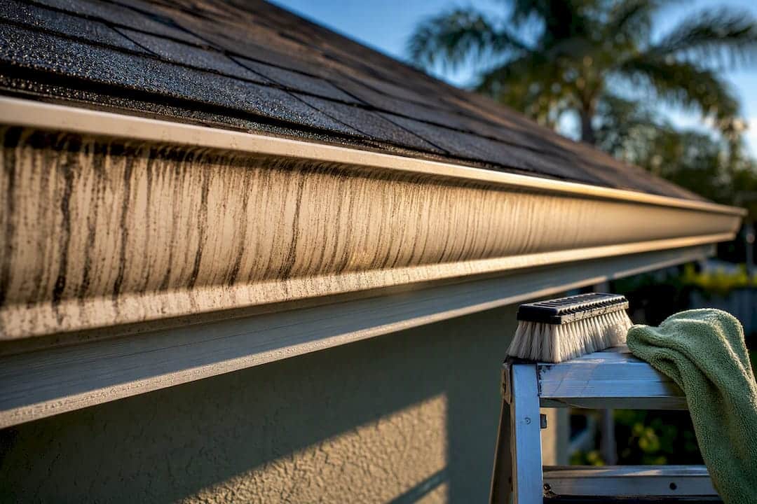 Close-up of tiger stripes on gutter