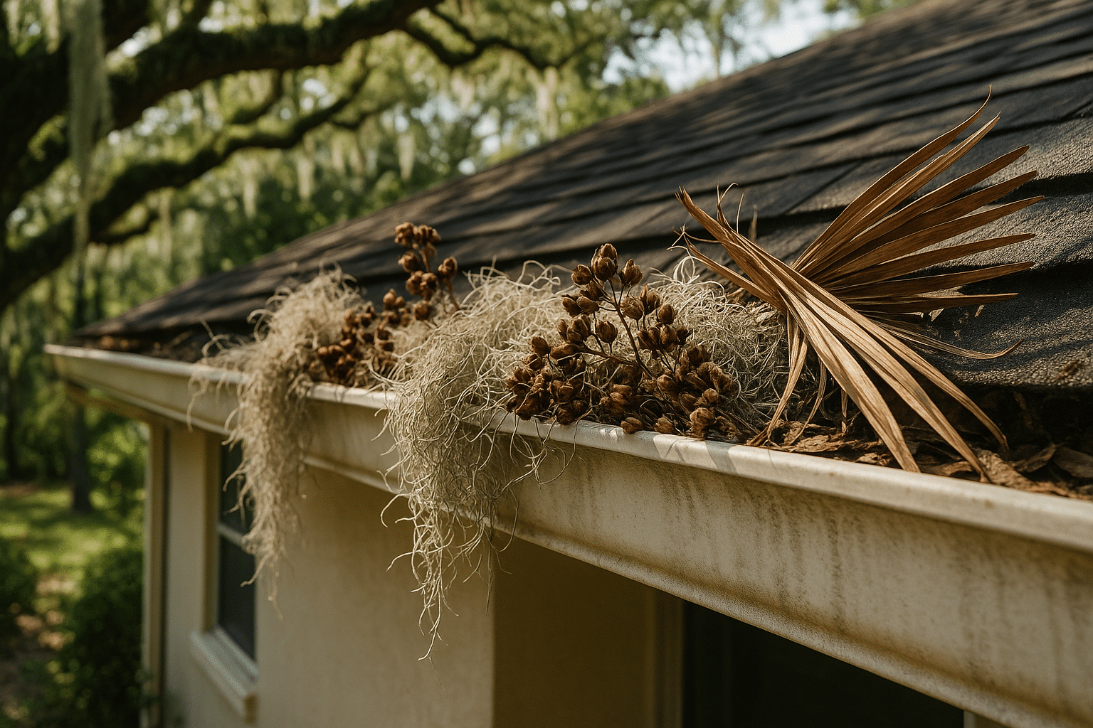 Spanish Moss, Crape Myrtle Pods, and Palm Fronds: How Florida's Unique Flora Wrecks Your Gutters